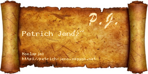Petrich Jenő névjegykártya
