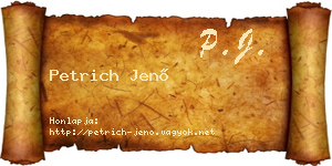 Petrich Jenő névjegykártya
