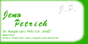 jeno petrich business card